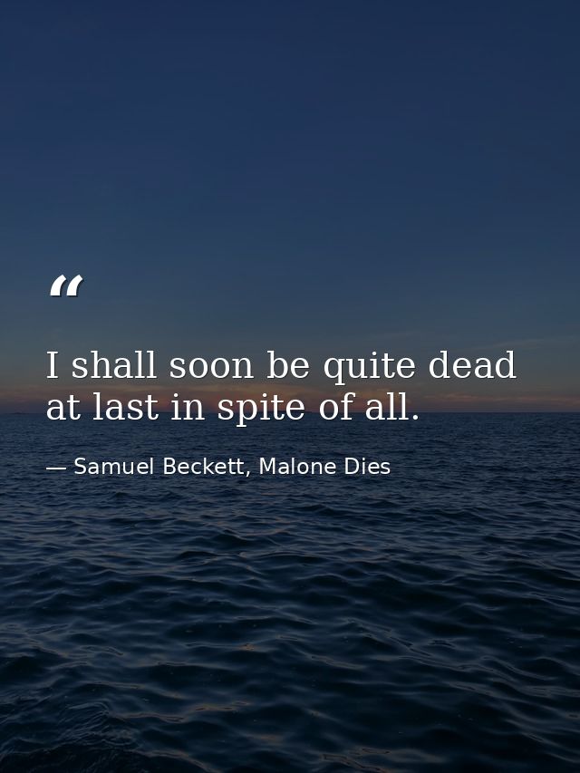 I shall soon be quite dead at last in spite of all. — Samuel Beckett, Malone Dies