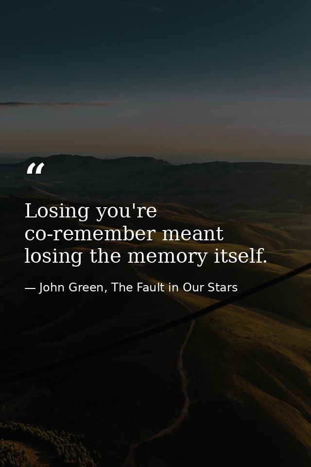 Losing you're co-remember meant losing the memory itself. — John Green, The Fault in Our Stars