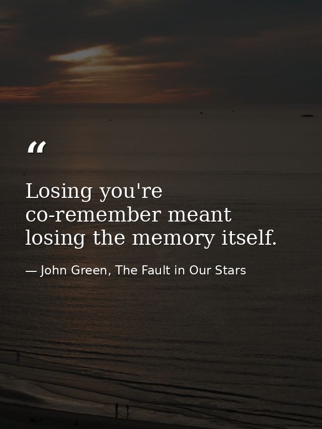 Losing you're co-remember meant losing the memory itself. — John Green, The Fault in Our Stars