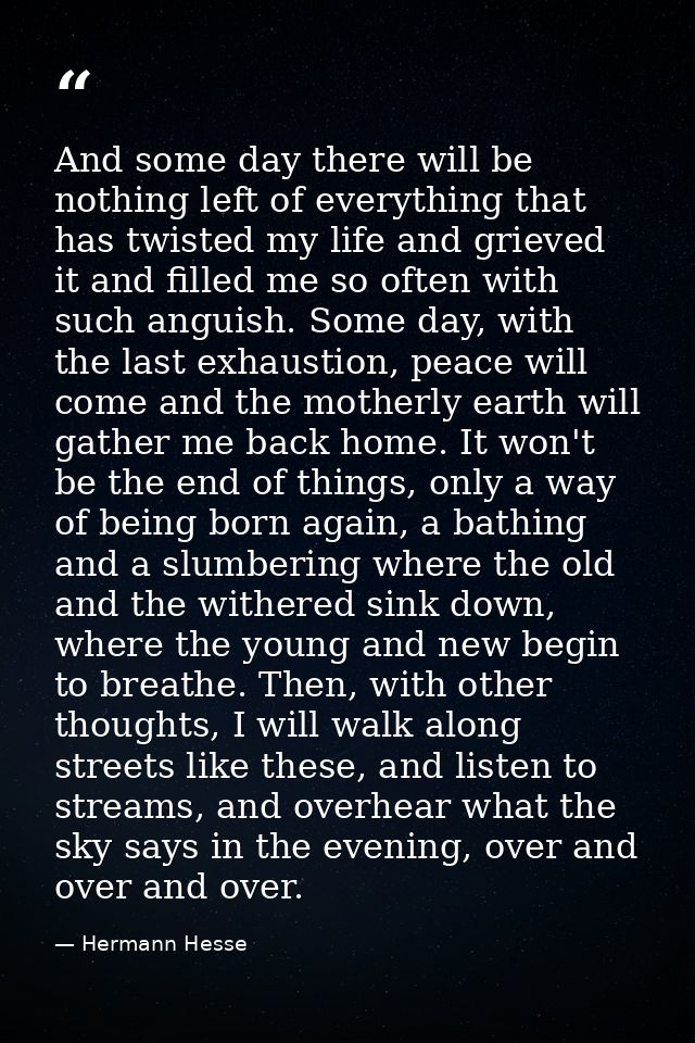 And some day there will be nothing left of everything that has twisted my life and grieved it and filled me so often wit — Hermann Hesse