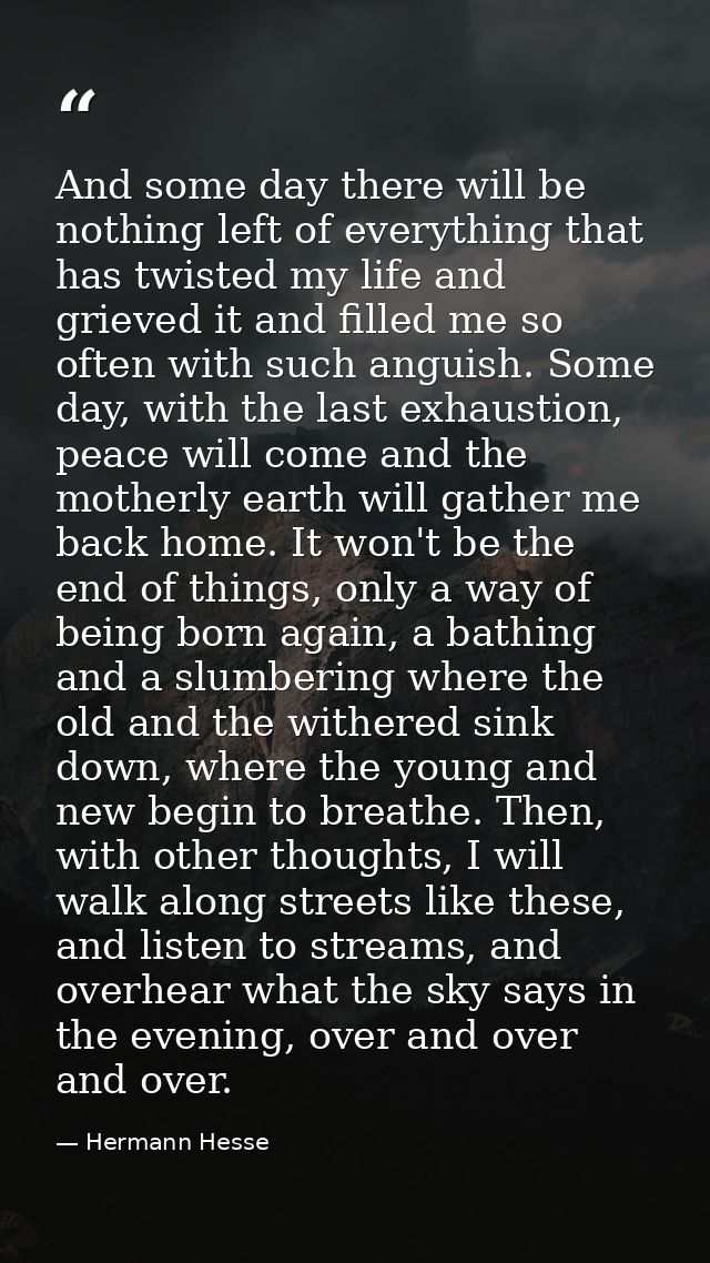 And some day there will be nothing left of everything that has twisted my life and grieved it and filled me so often wit — Hermann Hesse