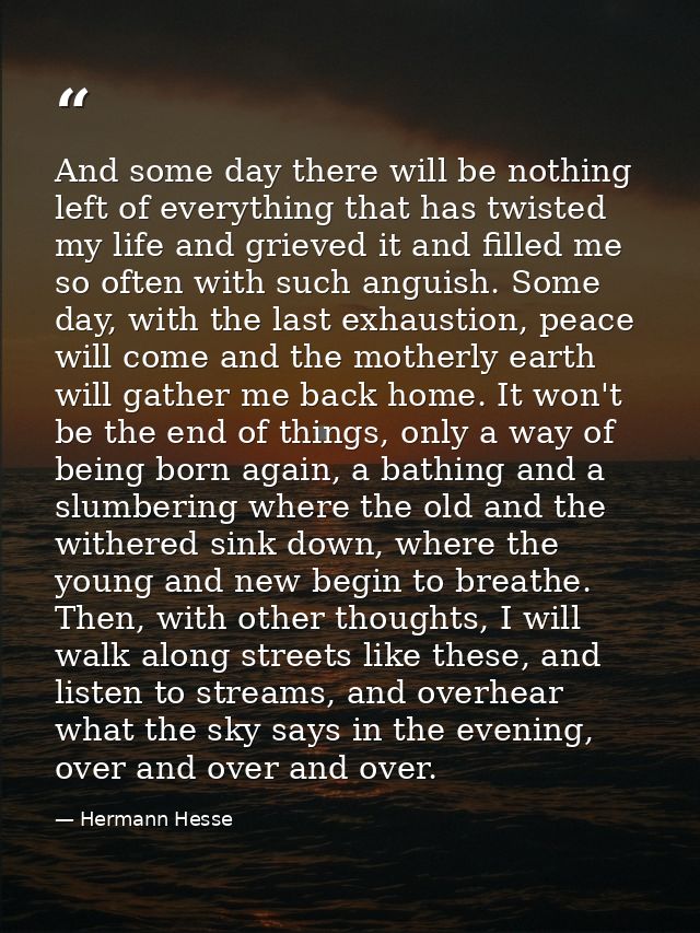 And some day there will be nothing left of everything that has twisted my life and grieved it and filled me so often wit — Hermann Hesse