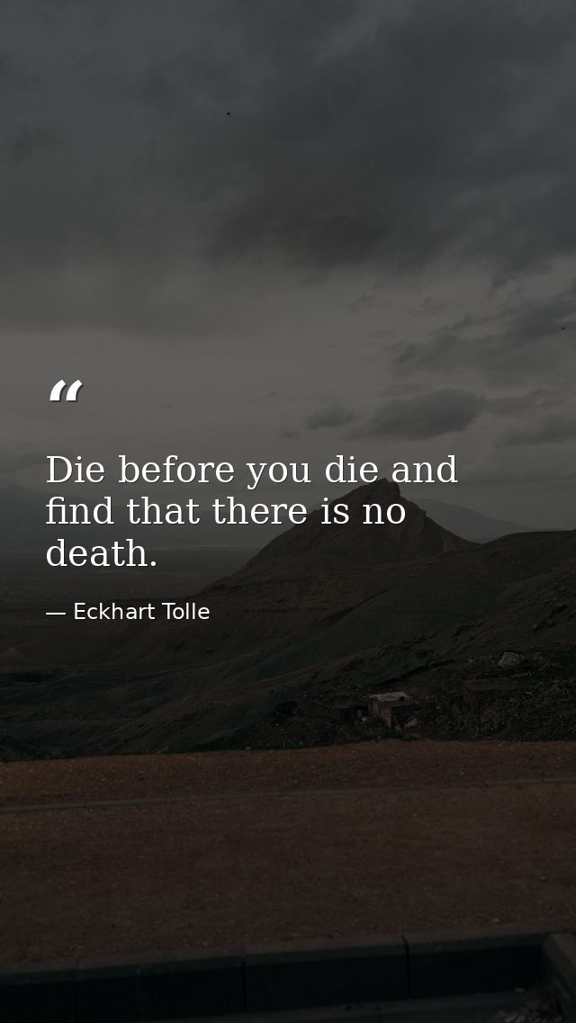 Die before you die and find that there is no death. — Eckhart Tolle