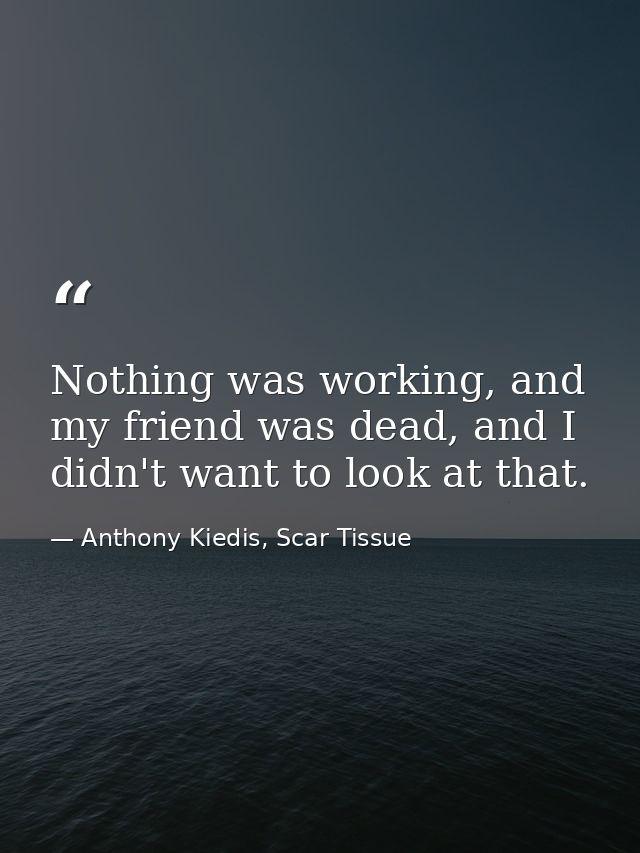 Nothing was working, and my friend was dead, and I didn't want to look at that. — Anthony Kiedis, Scar Tissue
