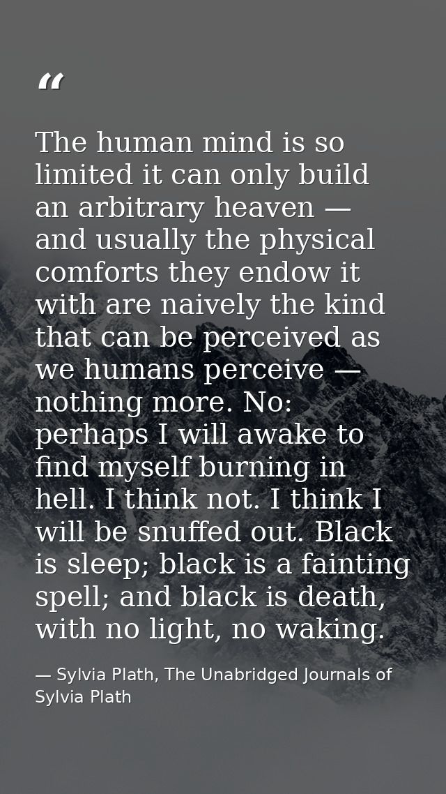 The human mind is so limited it can only build an arbitrary heaven — and usually the physical comforts they endow it wit — Sylvia Plath, The Unabridged Journals of Sylvia Plath