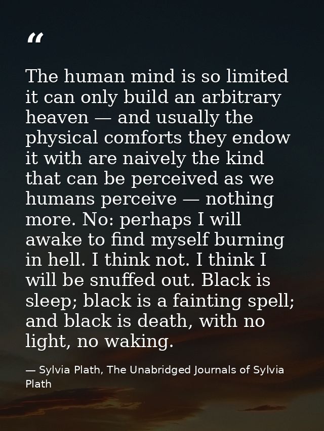The human mind is so limited it can only build an arbitrary heaven — and usually the physical comforts they endow it wit — Sylvia Plath, The Unabridged Journals of Sylvia Plath