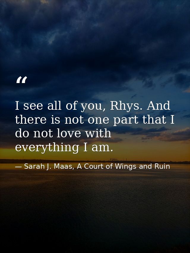 I see all of you, Rhys. And there is not one part that I do not love with everything I am. — Sarah J. Maas, A Court of Wings and Ruin
