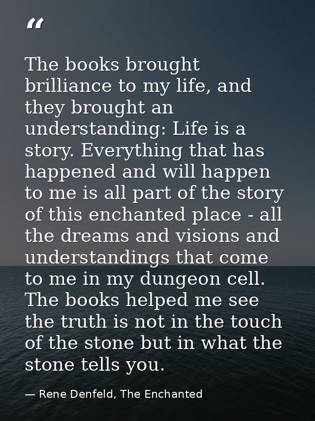 The books brought brilliance to my life, and they brought an understanding: Life is a story. Everything that has happene — Rene Denfeld, The Enchanted