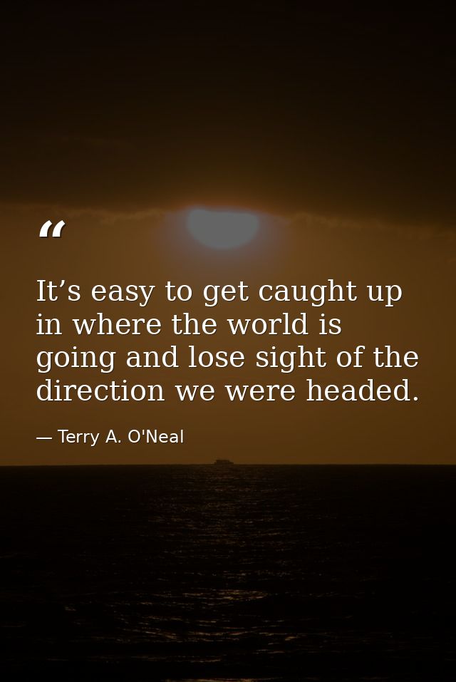 It’s easy to get caught up in where the world is going and lose sight of the direction we were headed. — Terry A. O'Neal
