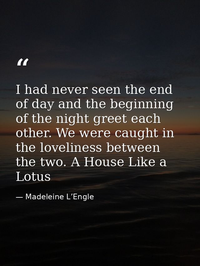 I had never seen the end of day and the beginning of the night greet each other. We were caught in the loveliness betwee — Madeleine L’Engle