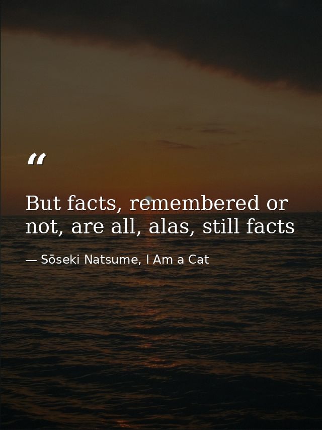 But facts, remembered or not, are all, alas, still facts — Sōseki Natsume, I Am a Cat