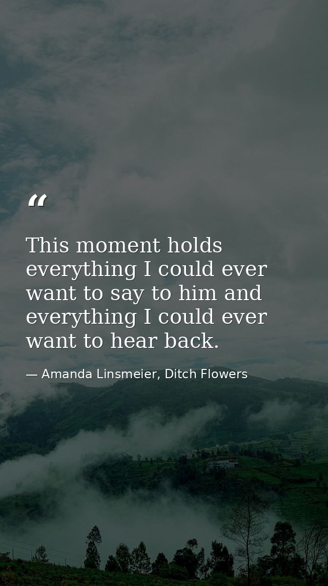 This moment holds everything I could ever want to say to him and everything I could ever want to hear back. — Amanda Linsmeier, Ditch Flowers