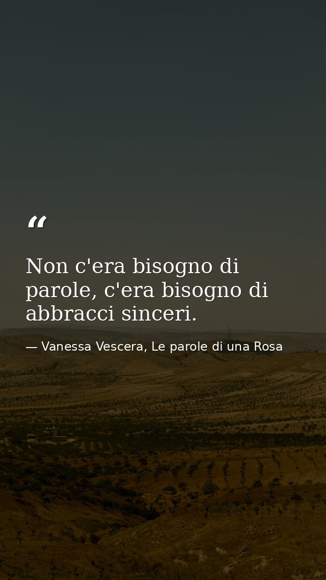Non c'era bisogno di parole, c'era bisogno di abbracci sinceri. — Vanessa Vescera, Le parole di una Rosa