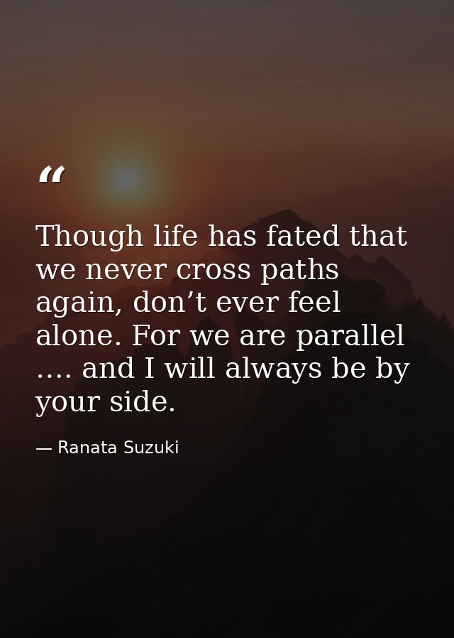 Though life has fated that we never cross paths again, don’t ever feel alone. For we are parallel …. and I will always b — Ranata Suzuki