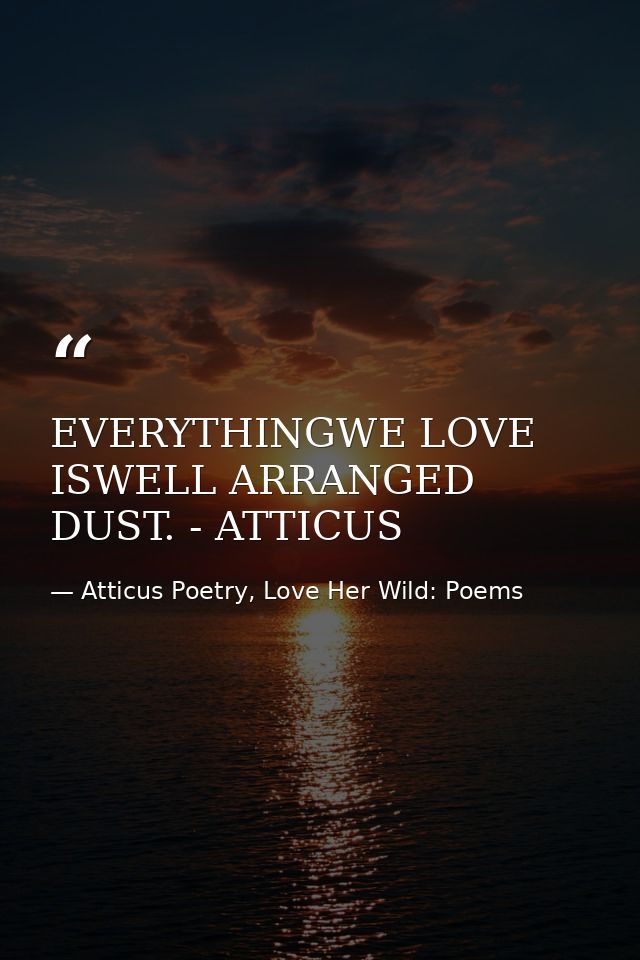 EVERYTHINGWE LOVE ISWELL ARRANGED DUST. - ATTICUS — Atticus Poetry, Love Her Wild: Poems