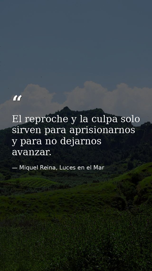 El reproche y la culpa solo sirven para aprisionarnos y para no dejarnos avanzar. — Miquel Reina, Luces en el Mar