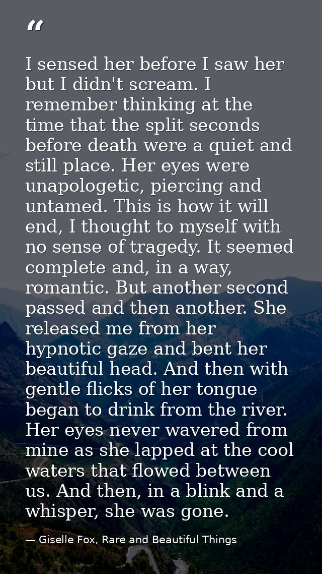 I sensed her before I saw her but I didn't scream. I remember thinking at the time that the split seconds before death w — Giselle Fox, Rare and Beautiful Things