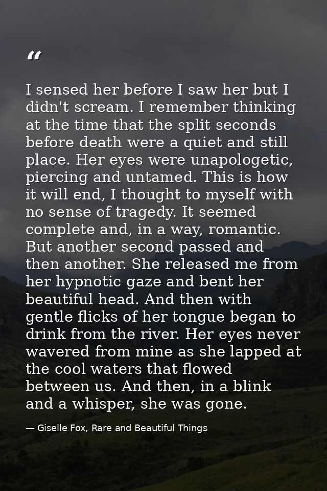 I sensed her before I saw her but I didn't scream. I remember thinking at the time that the split seconds before death w — Giselle Fox, Rare and Beautiful Things