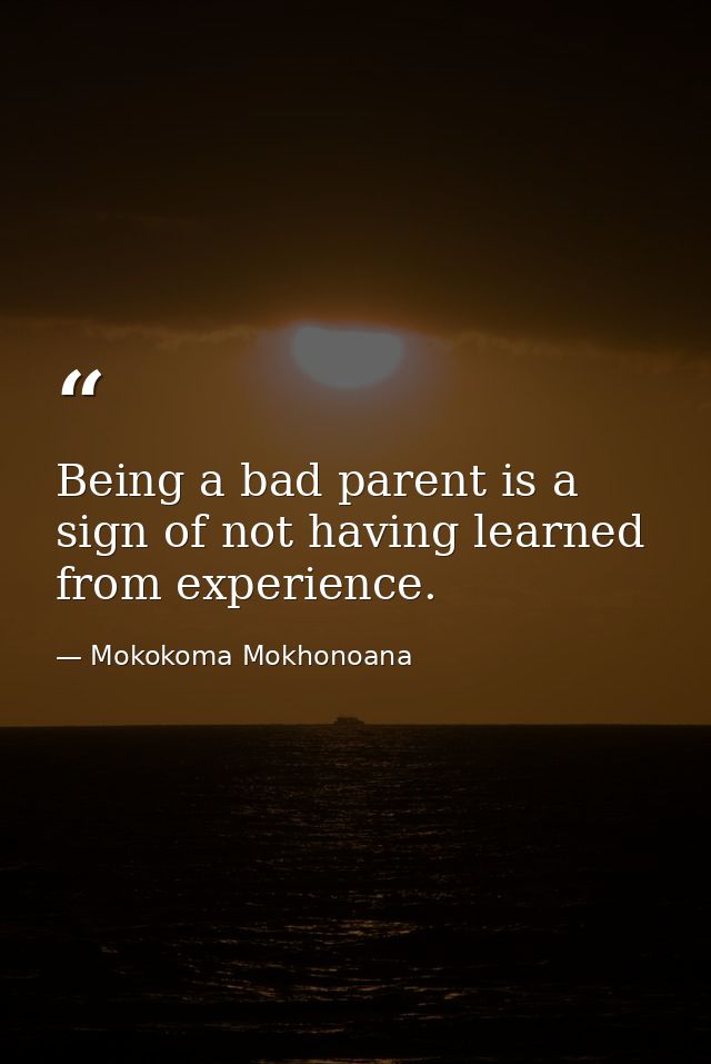 Being a bad parent is a sign of not having learned from experience. — Mokokoma Mokhonoana