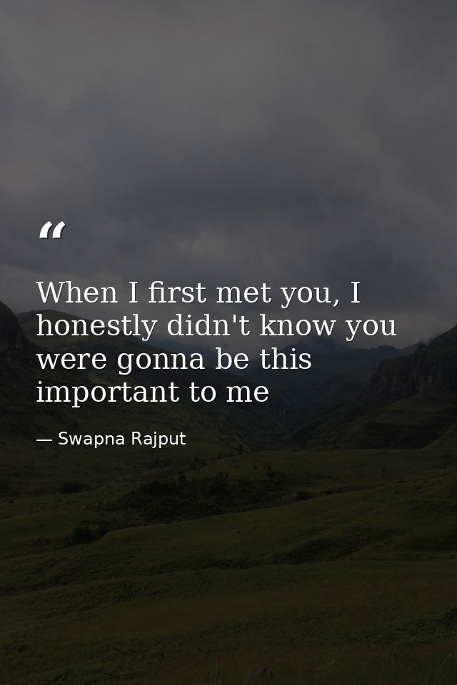 When I first met you, I honestly didn't know you were gonna be this important to me — Swapna Rajput