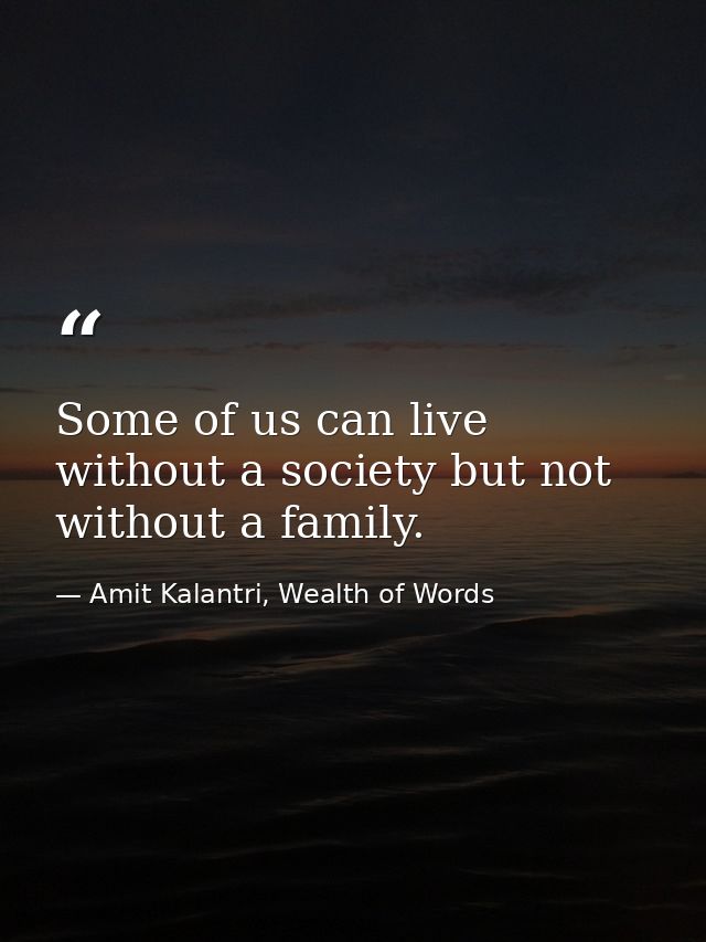 Some of us can live without a society but not without a family. — Amit Kalantri, Wealth of Words