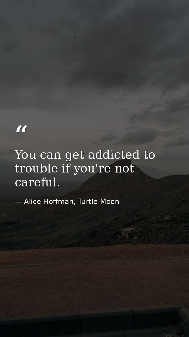 You can get addicted to trouble if you're not careful. — Alice Hoffman, Turtle Moon
