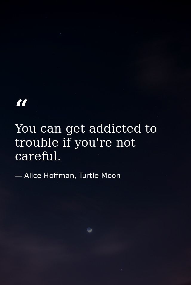 You can get addicted to trouble if you're not careful. — Alice Hoffman, Turtle Moon