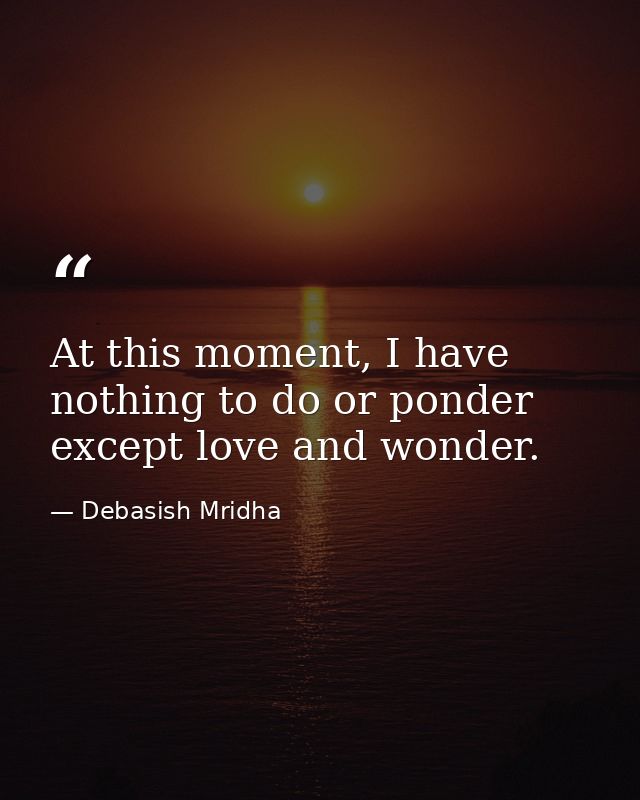 At this moment, I have nothing to do or ponder except love and wonder. — Debasish Mridha