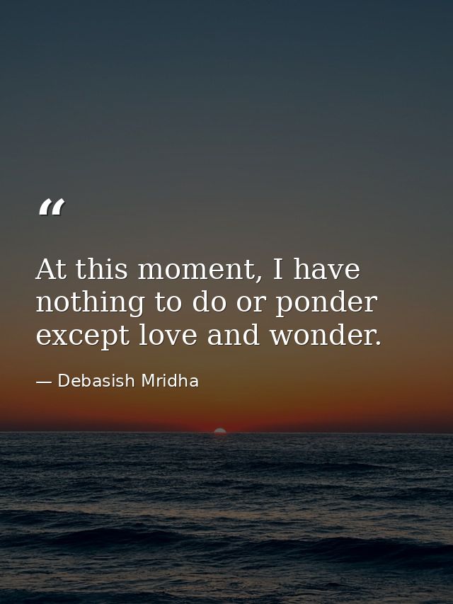 At this moment, I have nothing to do or ponder except love and wonder. — Debasish Mridha