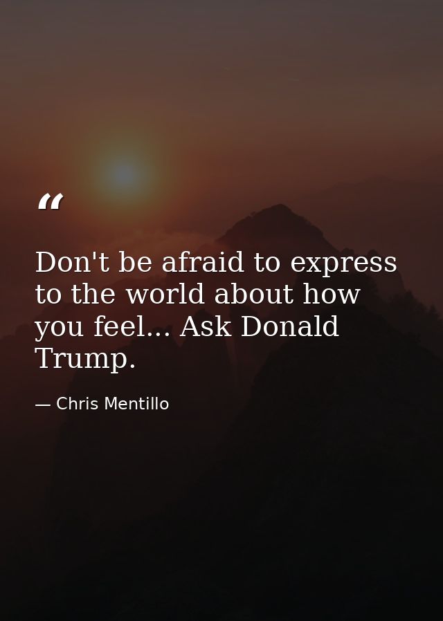 Don't be afraid to express to the world about how you feel... Ask Donald Trump. — Chris Mentillo