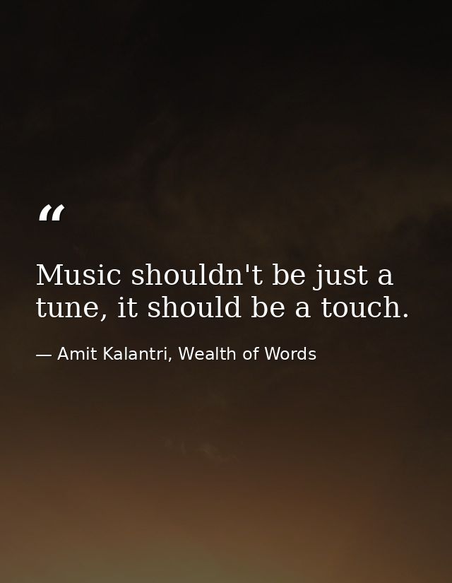 Music shouldn't be just a tune, it should be a touch. — Amit Kalantri, Wealth of Words