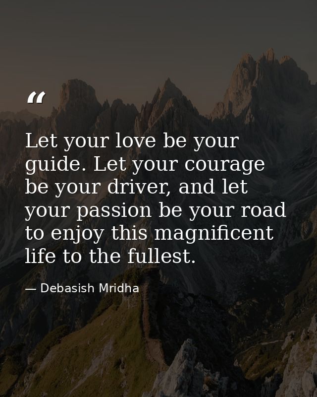 Let your love be your guide. Let your courage be your driver, and let your passion be your road to enjoy this magnificen — Debasish Mridha