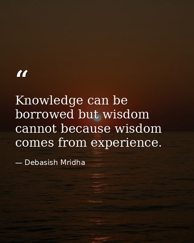 Knowledge can be borrowed but wisdom cannot because wisdom comes from experience. — Debasish Mridha