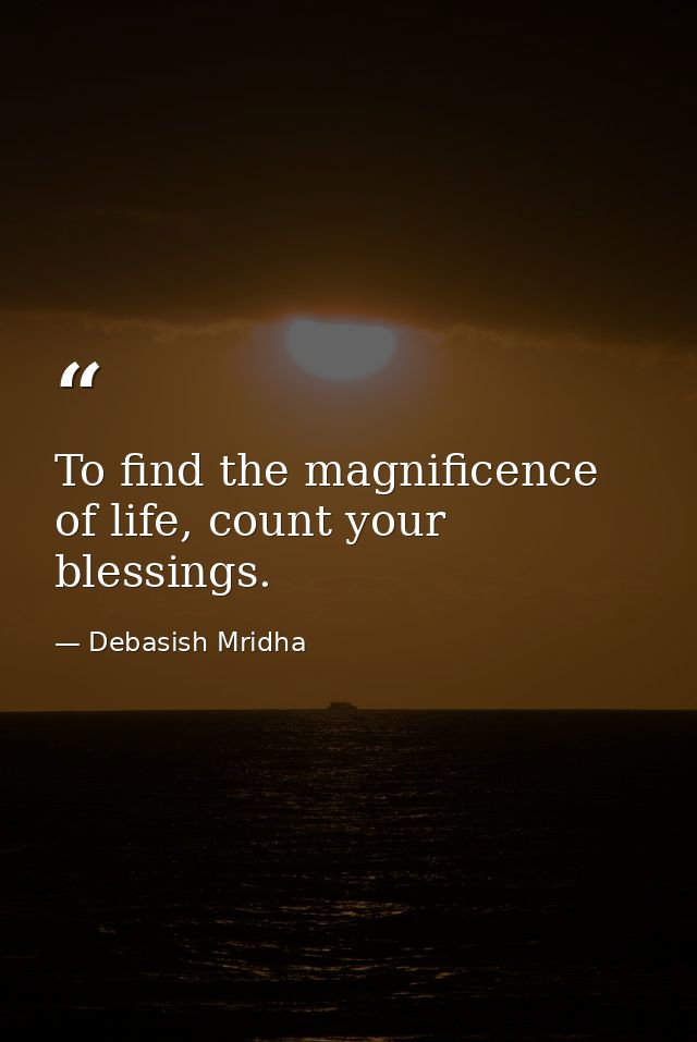 To find the magnificence of life, count your blessings. — Debasish Mridha
