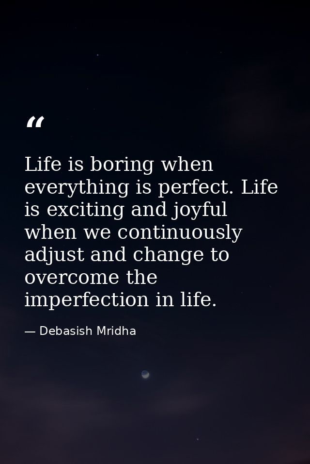 Life is boring when everything is perfect. Life is exciting and joyful when we continuously adjust and change to overcom — Debasish Mridha
