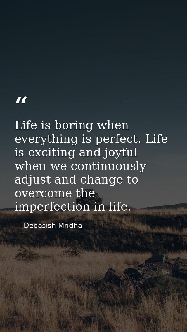 Life is boring when everything is perfect. Life is exciting and joyful when we continuously adjust and change to overcom — Debasish Mridha