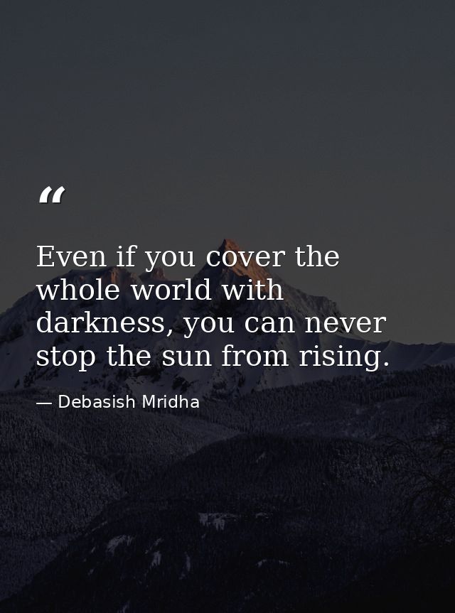 Even if you cover the whole world with darkness, you can never stop the sun from rising. — Debasish Mridha