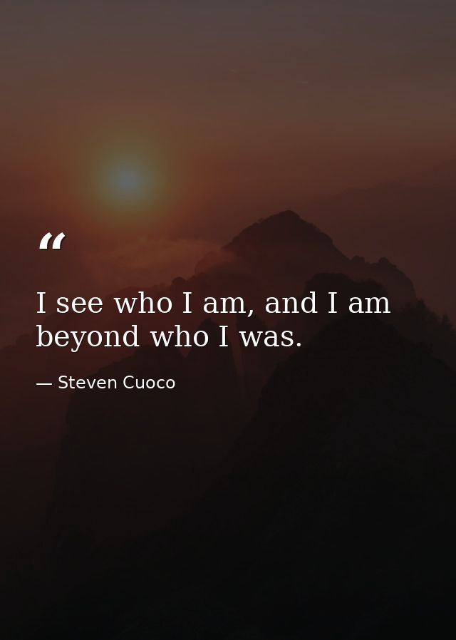 I see who I am, and I am beyond who I was. — Steven Cuoco