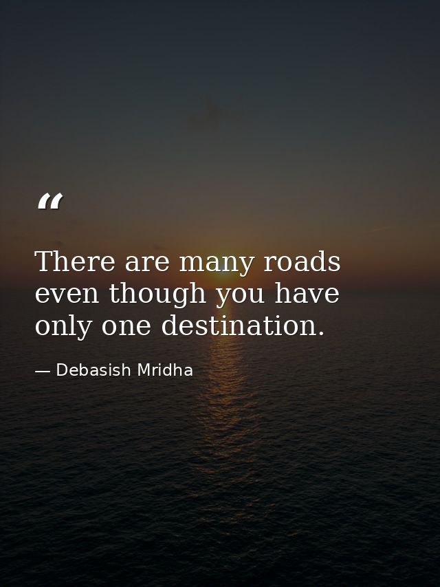 There are many roads even though you have only one destination. — Debasish Mridha