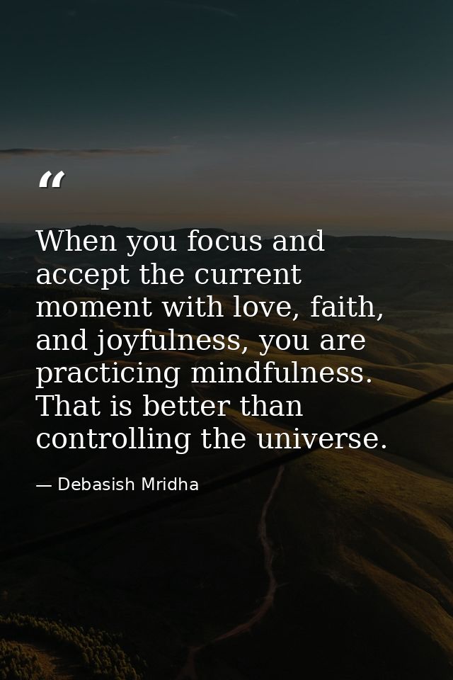 When you focus and accept the current moment with love, faith, and joyfulness, you are practicing mindfulness. That is b — Debasish Mridha