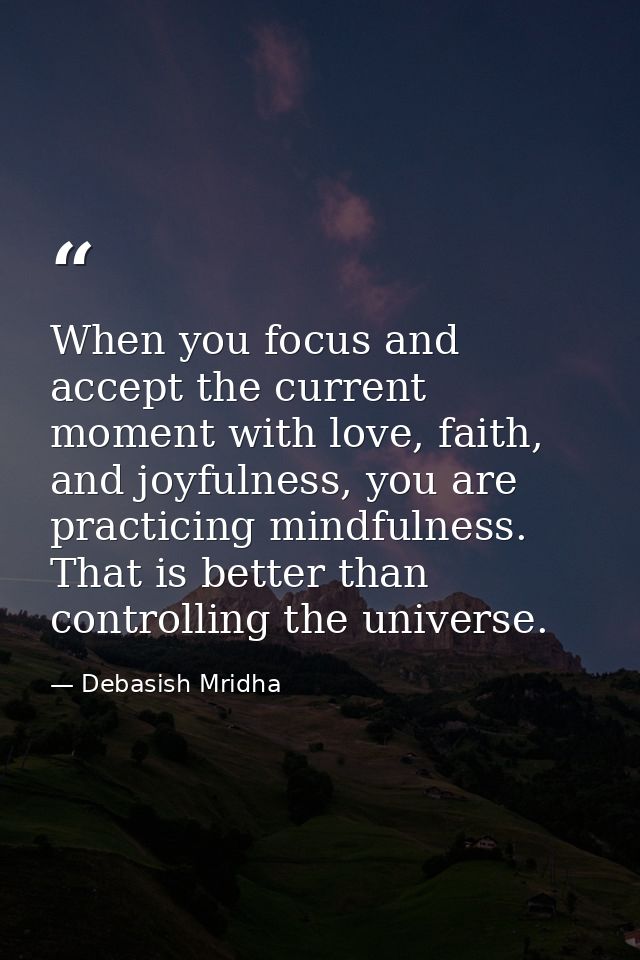 When you focus and accept the current moment with love, faith, and joyfulness, you are practicing mindfulness. That is b — Debasish Mridha