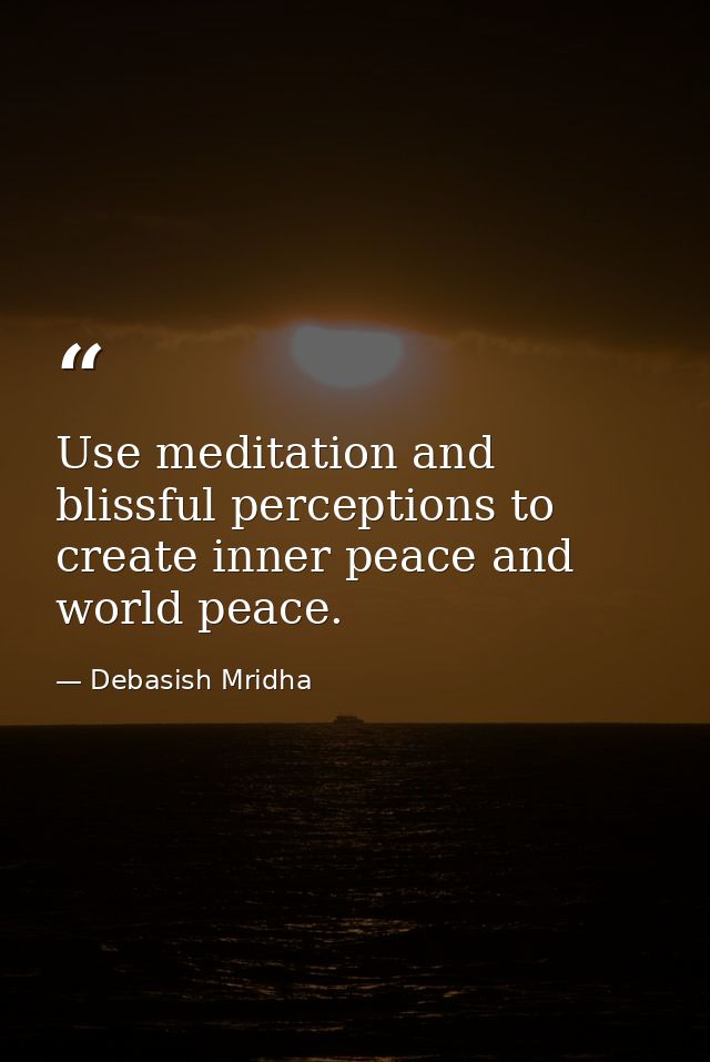 Use meditation and blissful perceptions to create inner peace and world peace. — Debasish Mridha