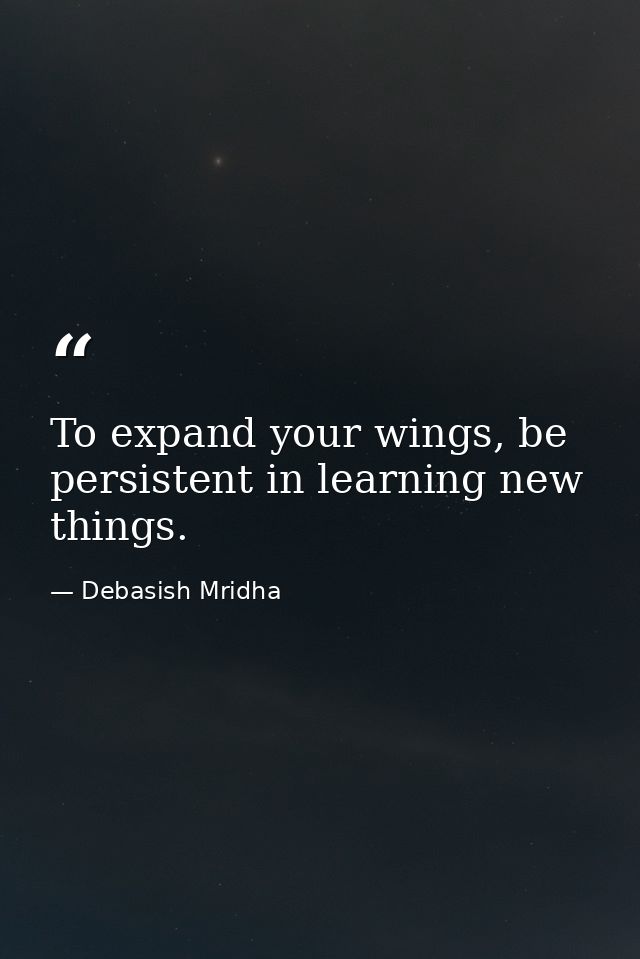 To expand your wings, be persistent in learning new things. — Debasish Mridha