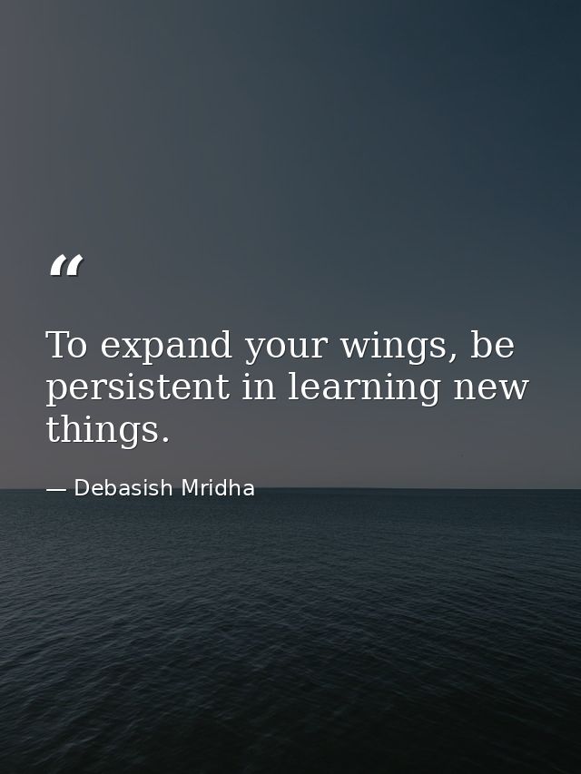To expand your wings, be persistent in learning new things. — Debasish Mridha