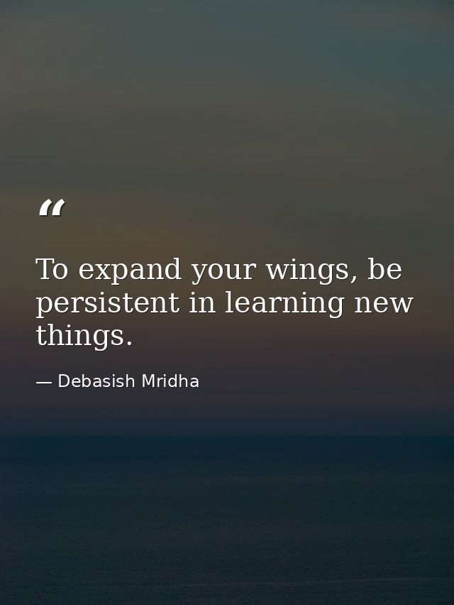 To expand your wings, be persistent in learning new things. — Debasish Mridha