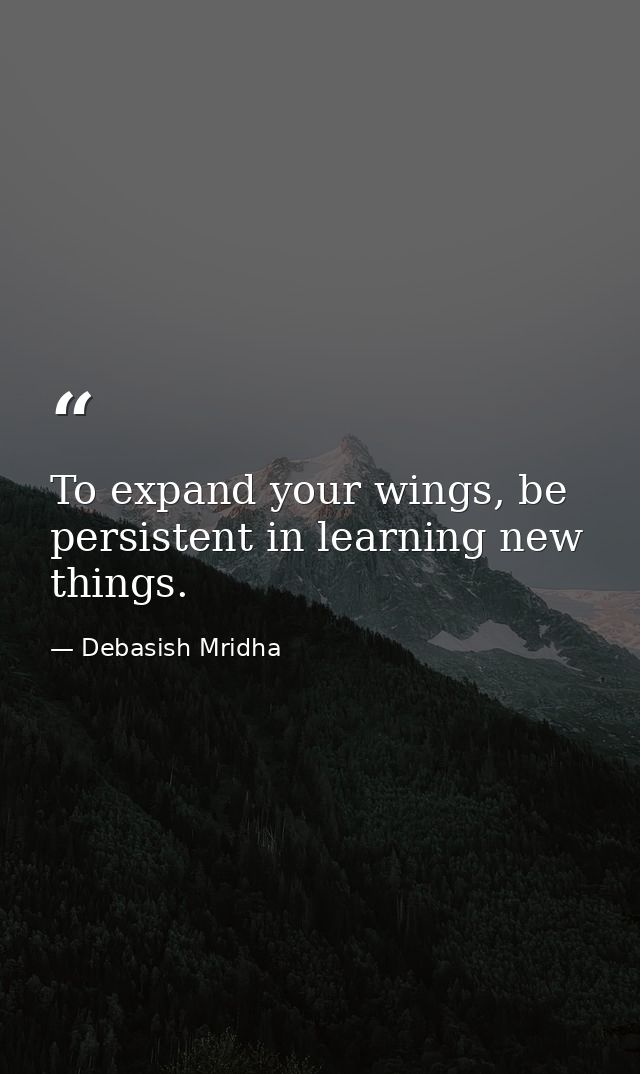 To expand your wings, be persistent in learning new things. — Debasish Mridha