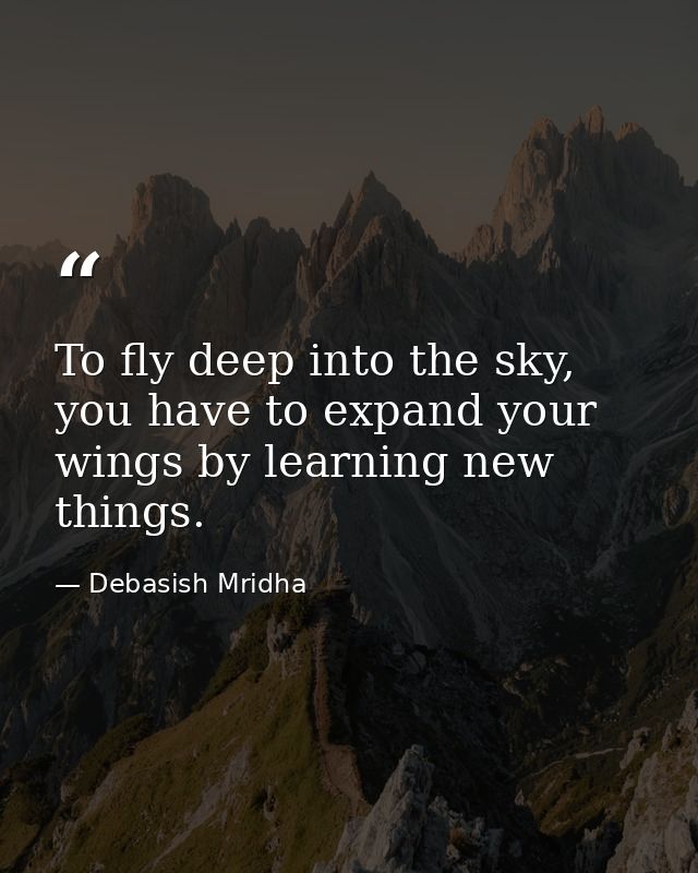 To fly deep into the sky, you have to expand your wings by learning new things. — Debasish Mridha