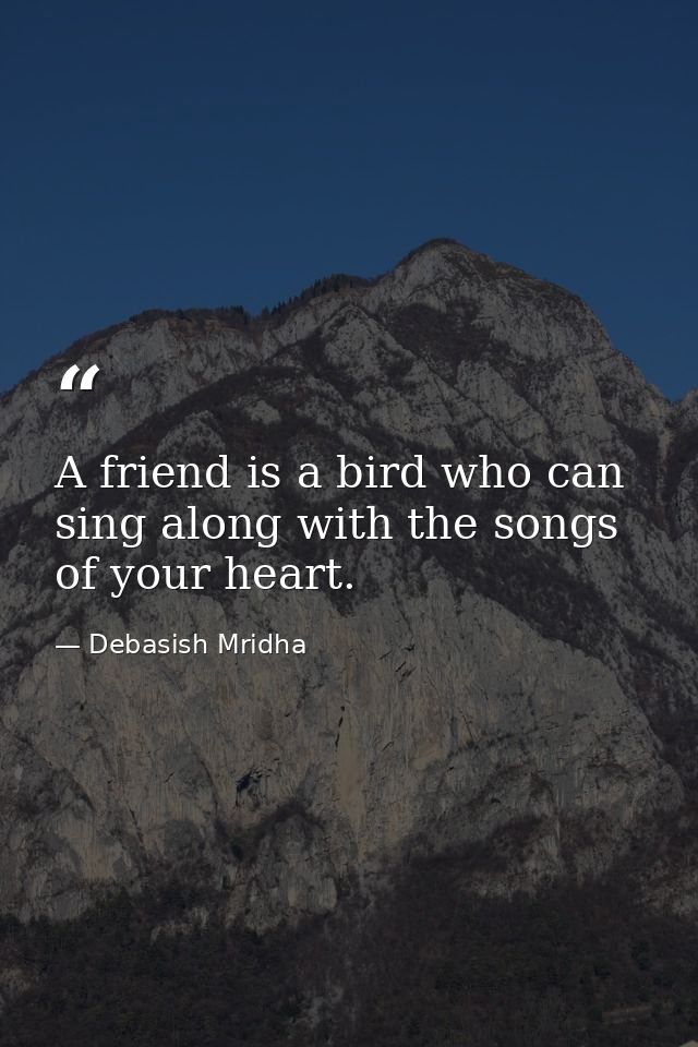 A friend is a bird who can sing along with the songs of your heart. — Debasish Mridha