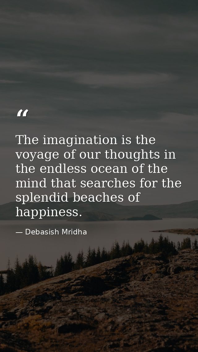 The imagination is the voyage of our thoughts in the endless ocean of the mind that searches for the splendid beaches of — Debasish Mridha