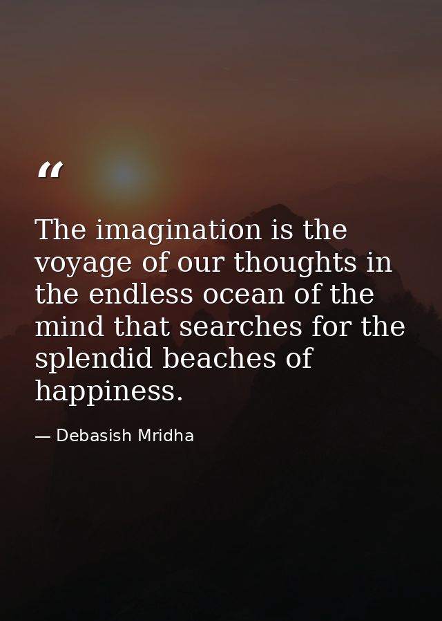 The imagination is the voyage of our thoughts in the endless ocean of the mind that searches for the splendid beaches of — Debasish Mridha